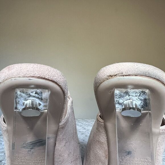 Tony Bianco Nude Suede Sandals with Clear Heel - Picture 12 of 15